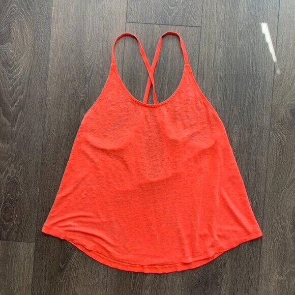 Aritzia Wilfred Free Tank Top Cropped Bright neon orange flowy Burnout Size XS - Picture 5 of 9